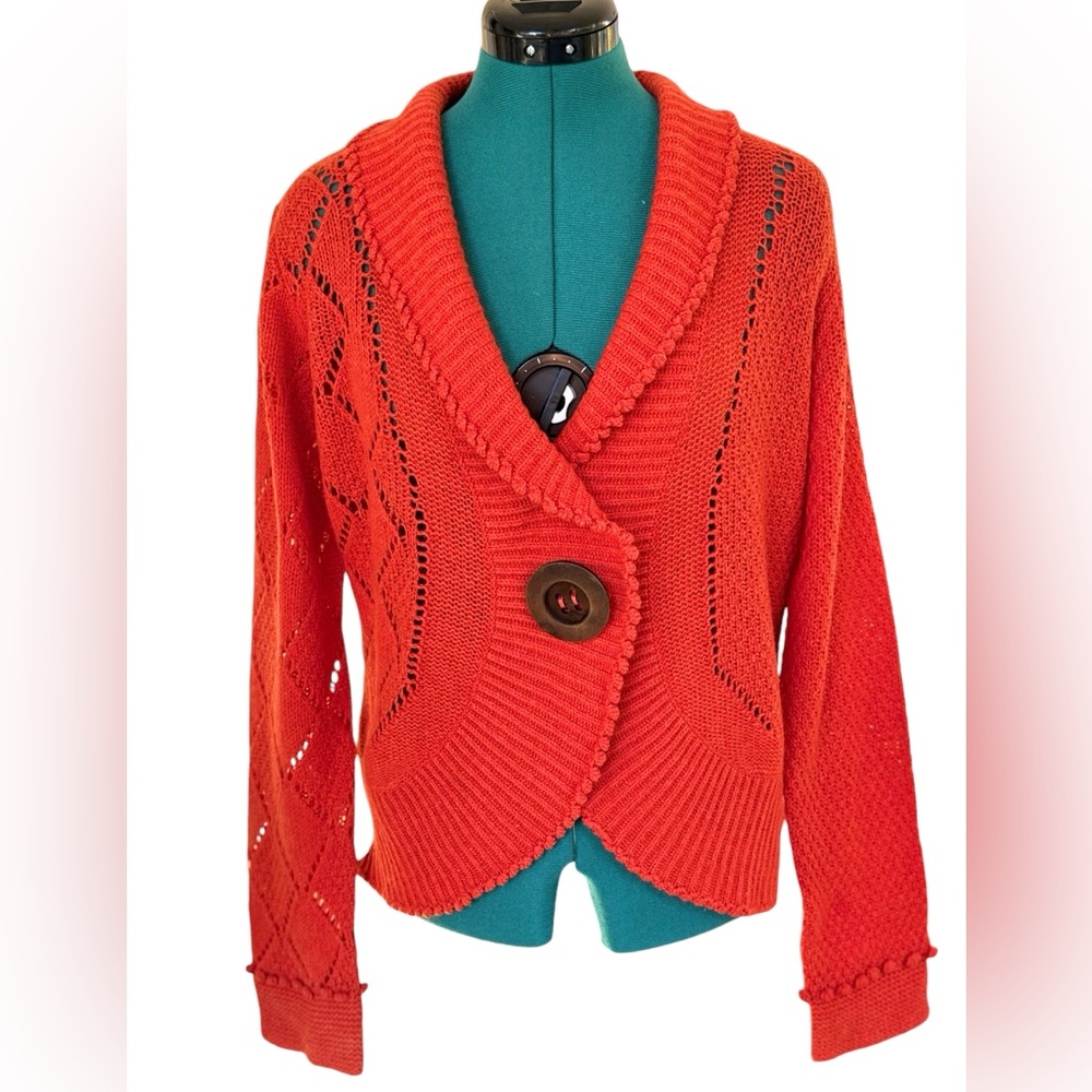 Garnet Hill Orange Sweater Size Medium - Picture 7 of 8